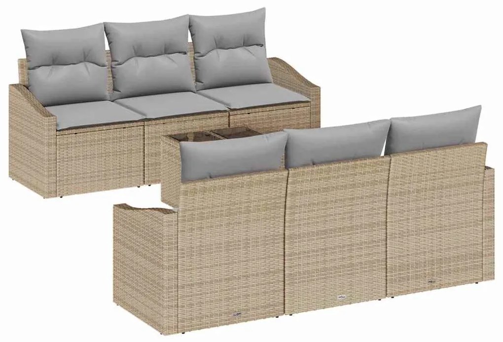 vidaXL Σετ Καναπέ με μαξιλάρι 7 pcs Μπεζ και Γκρι συνθετικό ρατάν