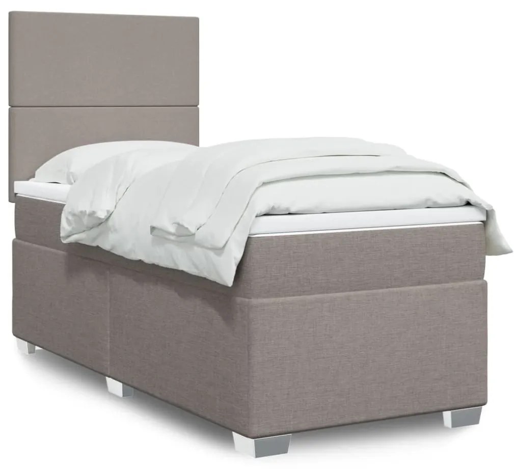 Κρεβάτι Boxspring με Στρώμα Taupe 80x200 εκ. Υφασμάτινο - Μπεζ-Γκρι