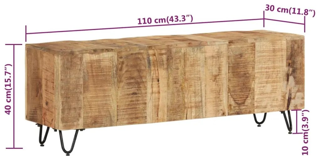vidaXL Έπιπλο Τηλεόρασης 110 x 30 x 40 εκ. από Μασίφ Ξύλο Μάνγκο