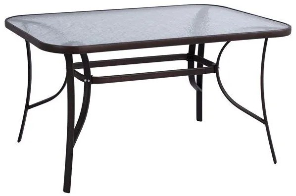 Τραπέζι BRUNO Μεταλλικό Καφέ με Γυάλινη Επιφάνεια 140x80x72Υ εκ. 140x80x72 εκ.