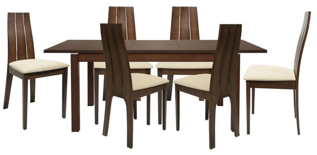 Σετ τραπεζαρίας C10034 7τμχ με Τραπέζι 150x90x75.5εκ. &amp; 6 Καρέκλες Καρυδί
