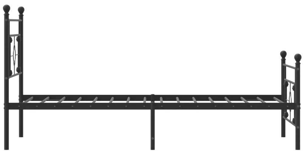 vidaXL Πλαίσιο Κρεβατιού με Κεφαλάρι&Ποδαρικό Μαύρο 107x20 εκ. Μέταλλο