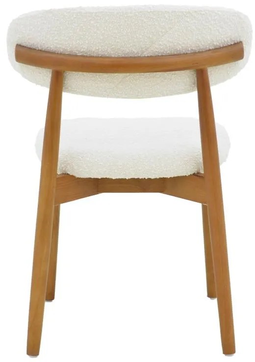 Καρέκλα Τραπεζαρίας Ubene Rubberwood Kαρυδί - Mπουκλέ Ύφασμα Λευκό 51x56x79εκ. 2αδα 51x56x79 εκ.