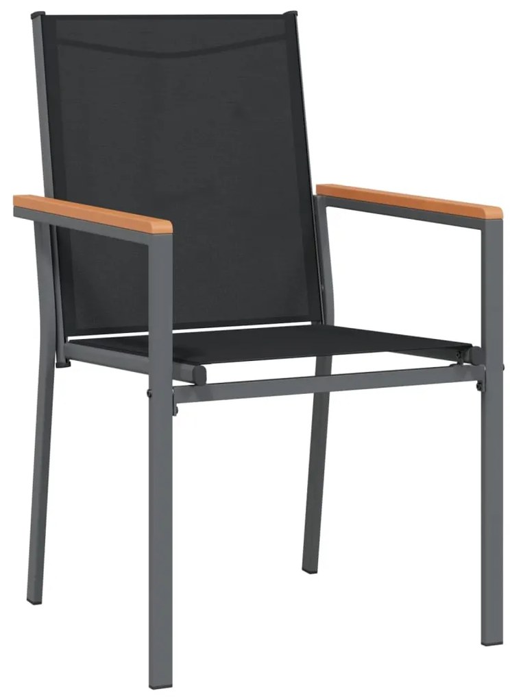 vidaXL Καρέκλες Κήπου 2 τεμ. Μαύρο 55x61,5x90 εκ. από Textilene/Ατσάλι