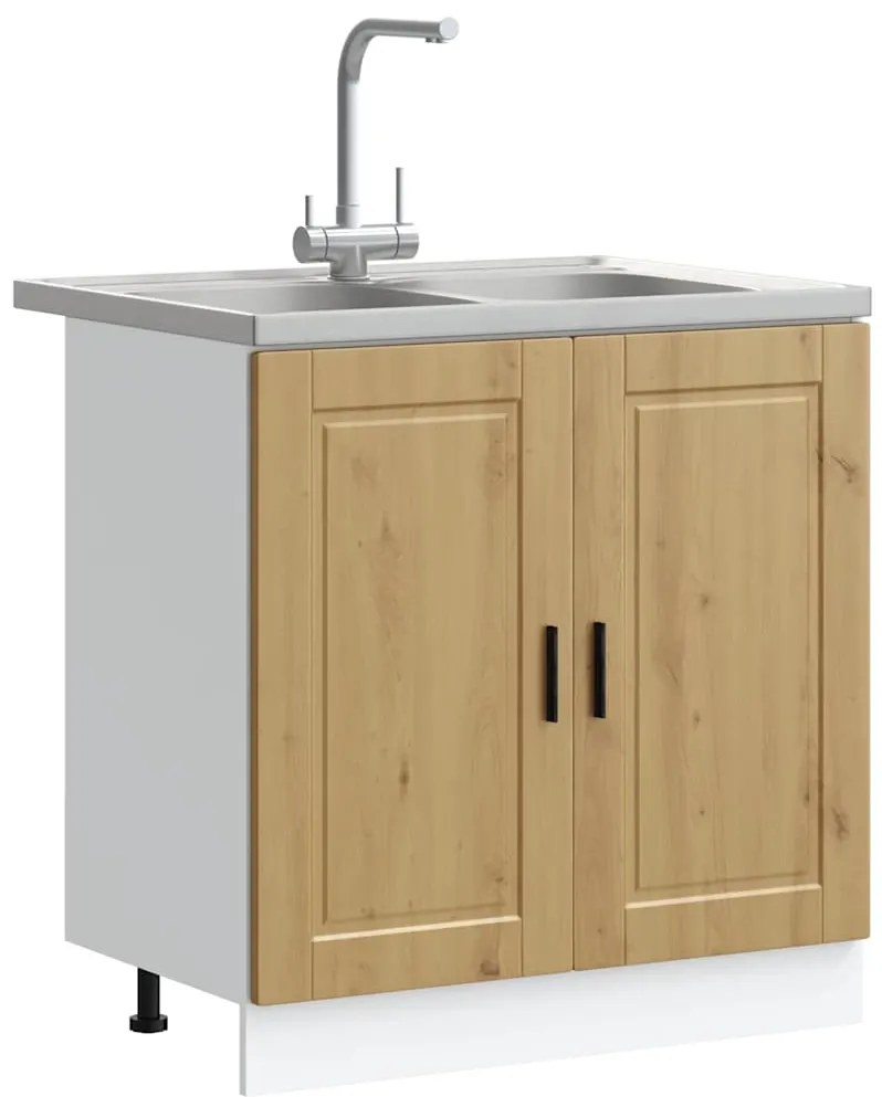 vidaXL Βάση νιπτήρα 2 pcs Καφέ 80 x 46 x 84.5 εκ. Επεξεργασμένο ξύλο