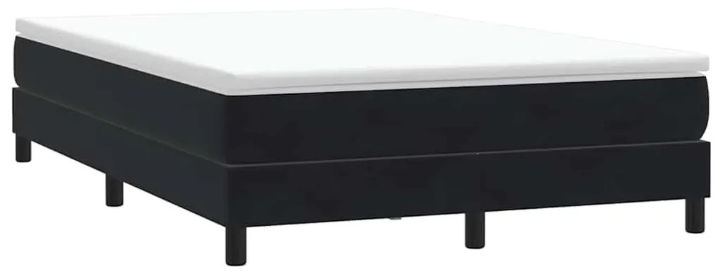 vidaXL Κρεβάτι Boxspring με Στρώμα Μαύρο 1140x210 εκ. Βελούδινο