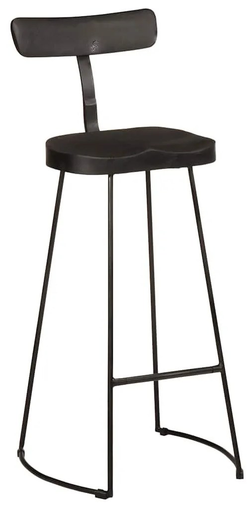 Bar Stools 2 τεμάχια Μαύρο 49x43x103 cm Στερεό ξύλο Mango - Μαύρο