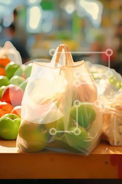 Σετ των 2 Intra Συλλεκτικό Ξύλινο Παζλ Plywood 4mm - Τραπέζι με σακούλες μήλα σε μια αγορά Σε Ξύλινο Κουτί - Διαστάσεις: 10x10 cm – 25 κομμάτια