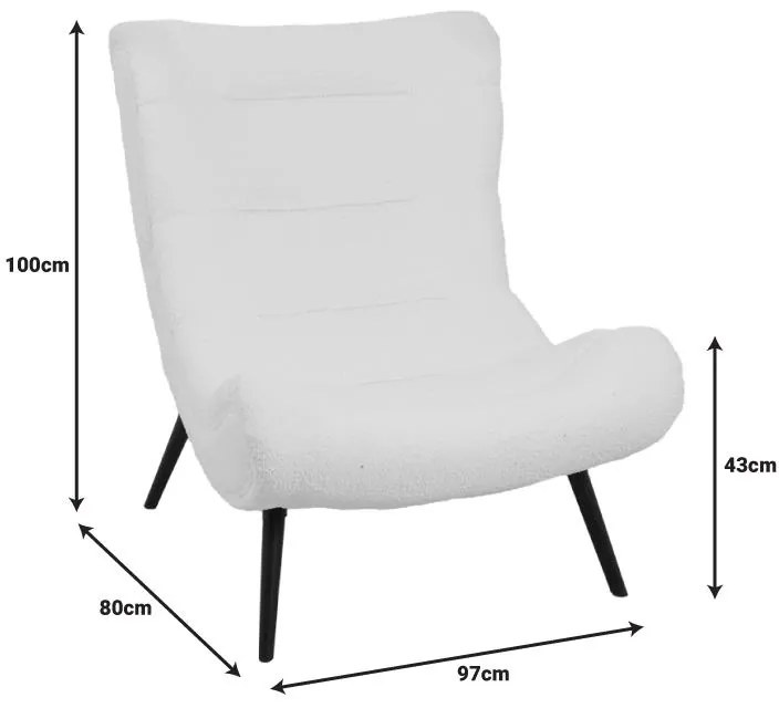 Πολυθρόνα-μπερζέρα Silla μπουκλέ ύφασμα σε μπεζ απόχρωση 97x80x100εκ 97x80x100 εκ.