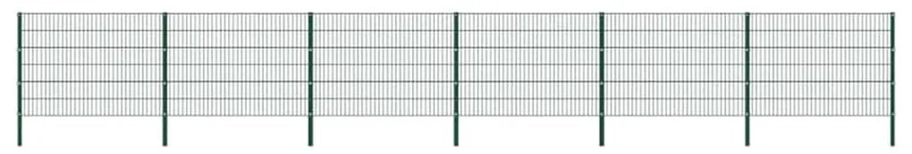 vidaXL Πάνελ Περίφραξης με Στύλους Σιδερένιο Πράσινο 1040x120 εκ.