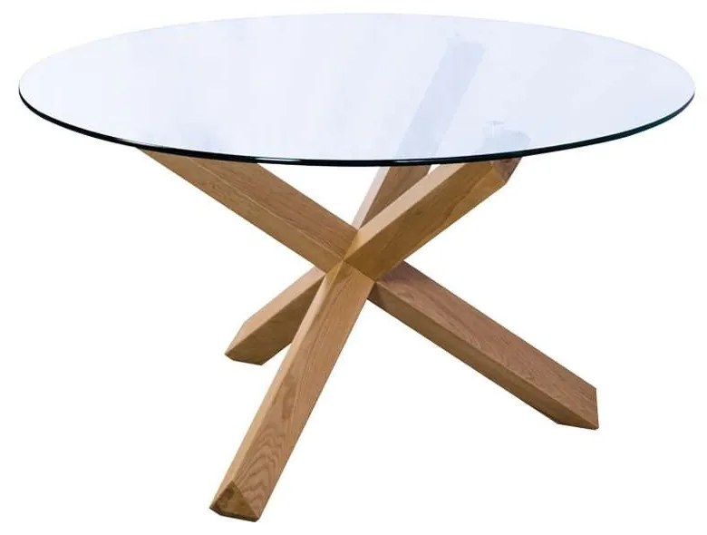 Τραπέζι Glass 02-0453 Φ130x75cm Clear Wood, Glass