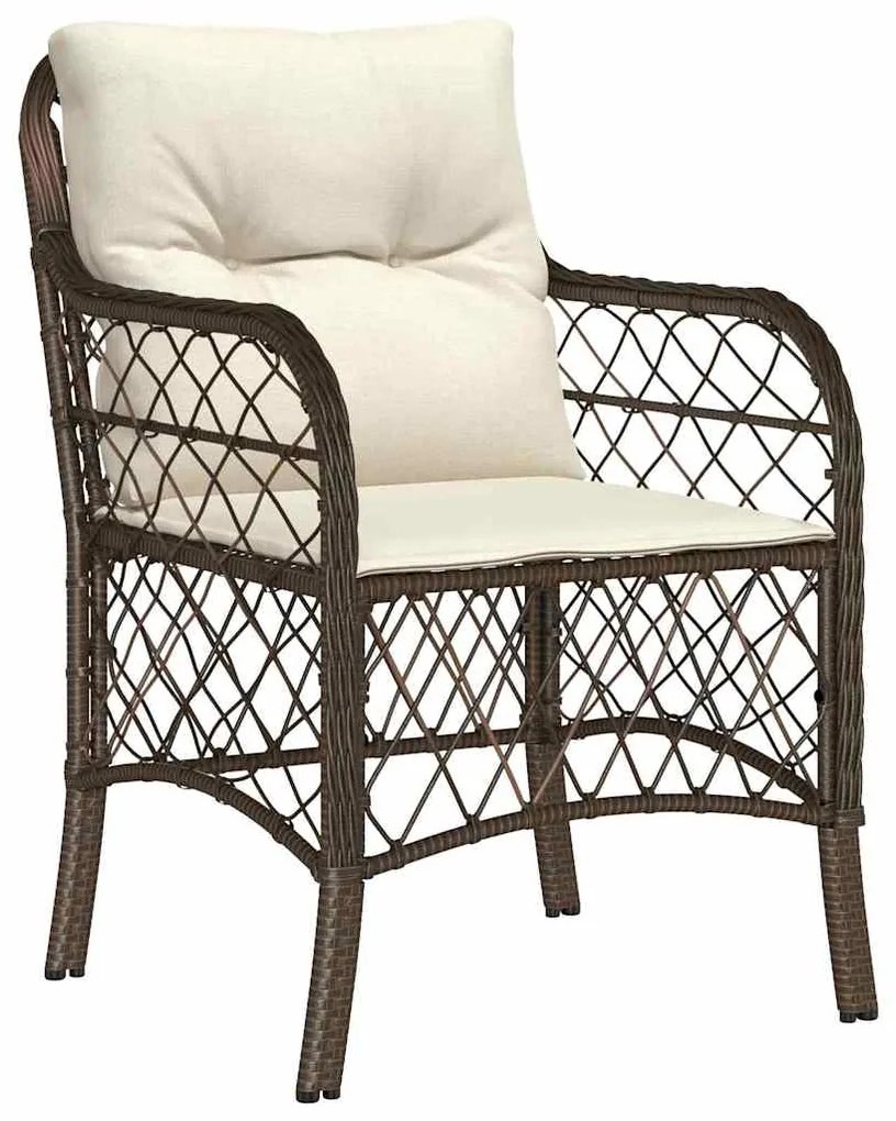 vidaXL Σέτ φαγητού για κήπο με μαξιλάρι 7 pcs Καφέ συνθετικό ρατάν
