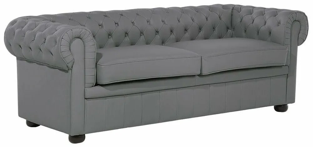 Καναπές chesterfield Berwyn 832, Γκρι, 195x75x70cm, Πόδια: Ξύλο,Ευκάλυπτος, Δρυς