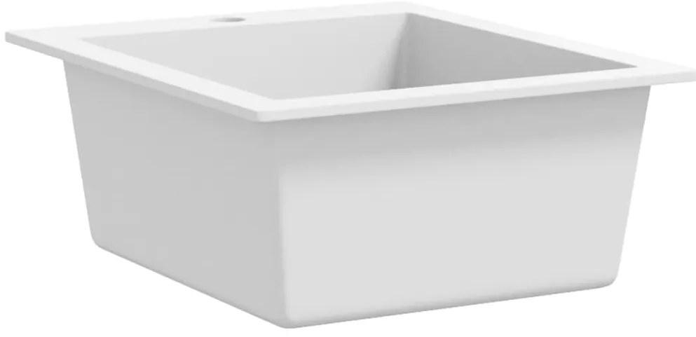 vidaXL Νεροχύτης Ένθετος με Μονή Γούρνα Λευκός Γρανιτένιος