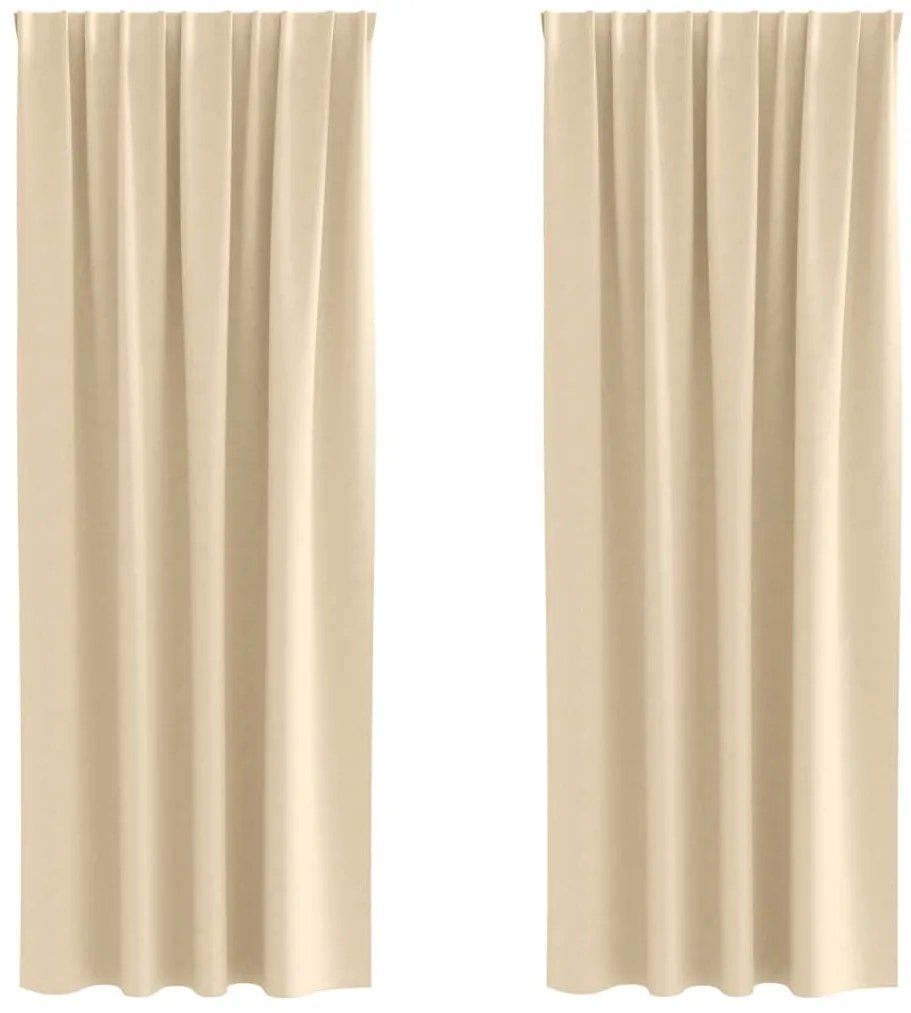 vidaXL Κουρτίνες Μαύρης Ύφανσης με Δαχτυλίδια 2 pcs Κρεμ 225 x 140 εκ.