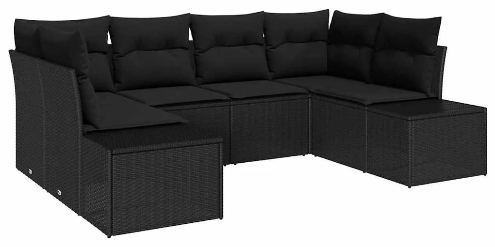 vidaXL Σετ Καναπέ Κήπου με μαξιλάρι 6 pcs Μαύρο συνθετικό ρατάν
