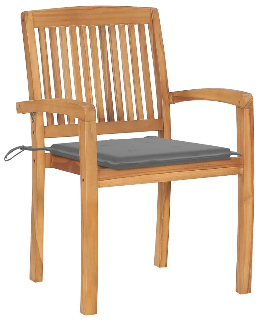 vidaXL Καρέκλες Κήπου Στοιβαζόμενες 6 τεμ. Μασίφ Ξύλο Teak &amp; Μαξιλάρια