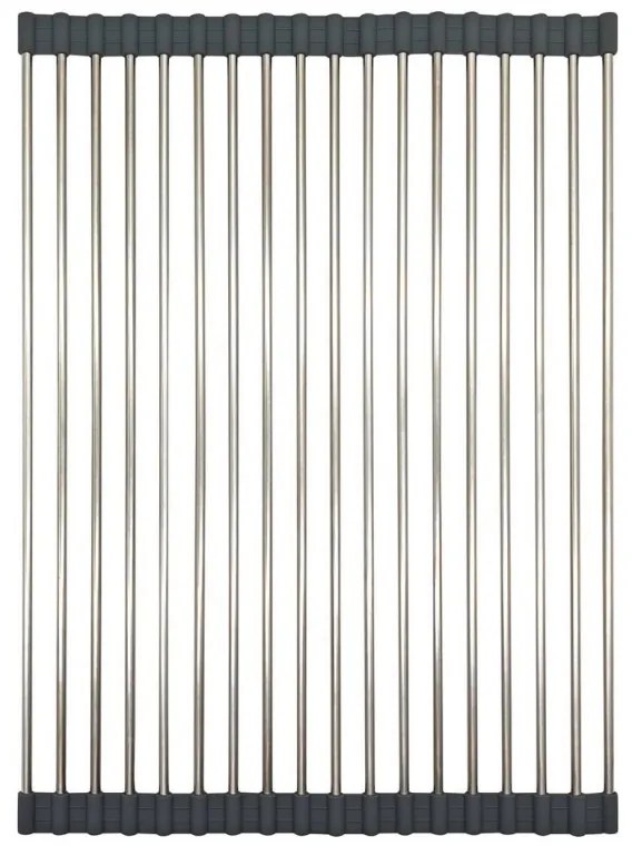 Στεγνωτήριο Kinghoff KH 1903, 45x32 cm, Ανθεκτικό στη διάβρωση, Ακμές σιλικόνης, Αντιολισθητικό, Πτυσσόμενο, Inox/γκρι