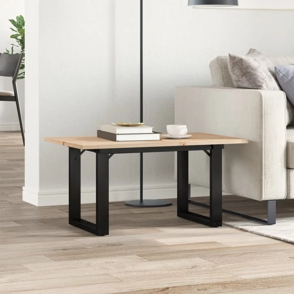 vidaXL Τραπεζάκι Σαλονιού Πλαίσιο Ο 80x50x40εκ Μασίφ Πεύκο/Ατσάλι