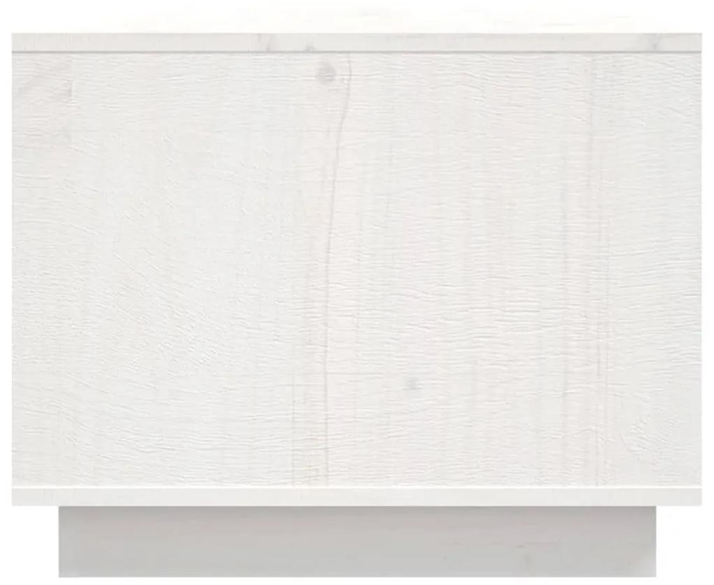 Τραπεζάκι Σαλονιού Λευκό 80x50x40εκ. από Μασίφ Ξύλο Πεύκου - Λευκό