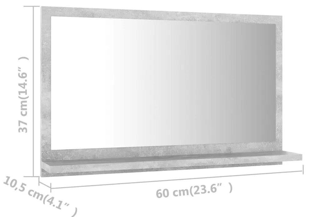 Καθρέφτης Μπάνιου Γκρι Σκυροδέματος 60x10,5x37 εκ. Μοριοσανίδα - Γκρι