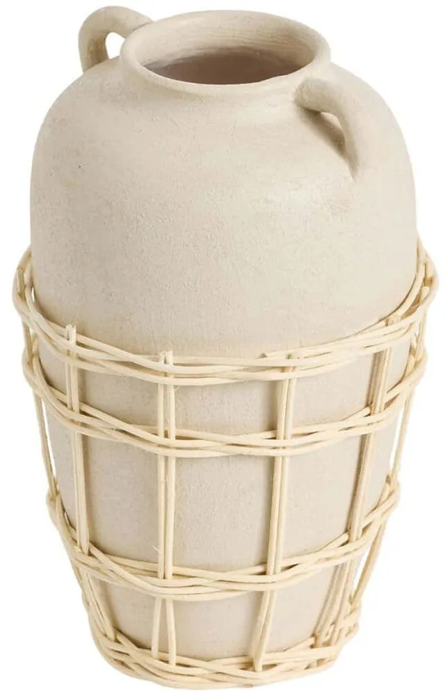 Βάζο Grand 371CTF1101 16x16x26cm Cream Aberto Design Rattan,Κεραμικό