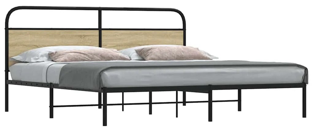 vidaXL Σκελετός Κρεβ. Χωρίς Στρώμα Sonoma Δρυς 193x203 εκ. Μεταλλικό