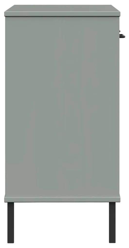 Κομοδίνο OSLO Γκρι από Μασίφ Ξύλο Πεύκου με Μεταλλικά Πόδια - Γκρι