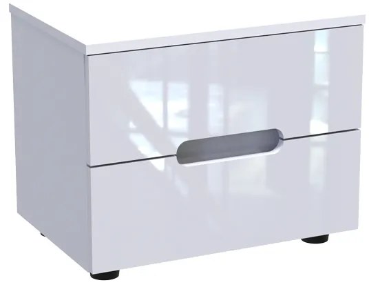 Κομοδίνο Afina pakoworld mdf σε λευκή glossy απόχρωση 50x35x41εκ