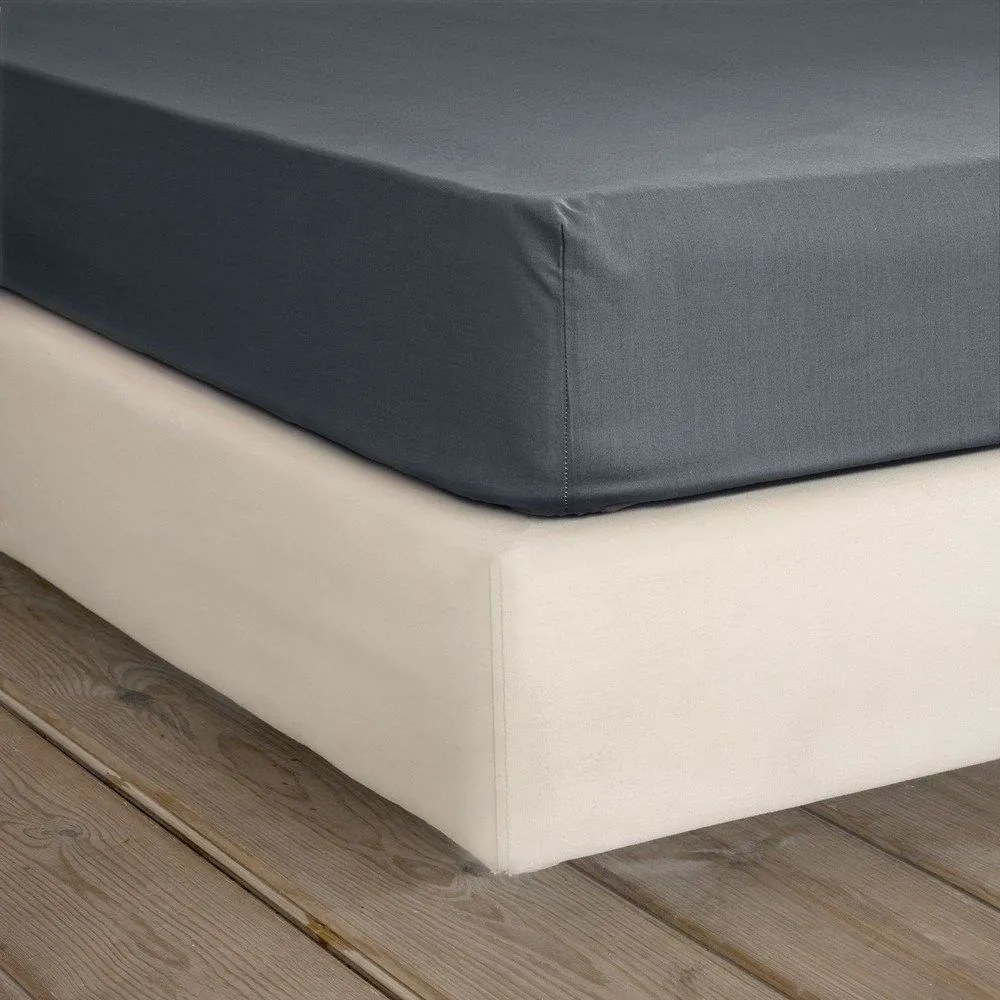 Σεντόνι Unicolors Με Λάστιχο Midnight Grey Nima Μονό 100x232cm 100% Cotton