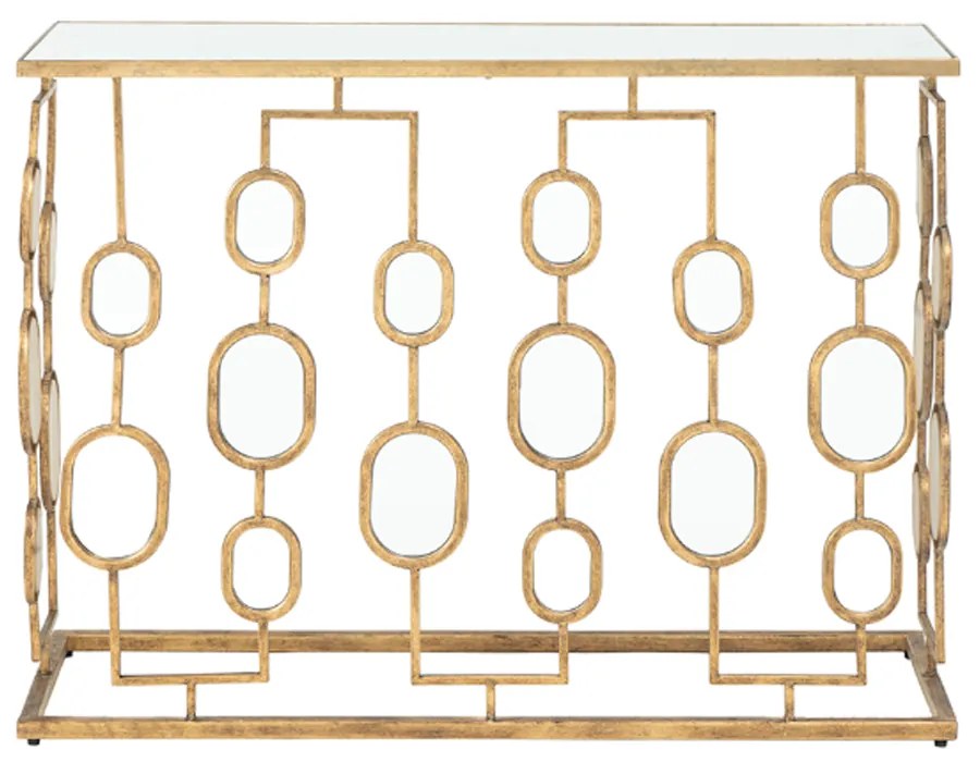 Artekko Wynland Κονσόλα Μέταλλο/Γυαλί Χρυσό/Λευκό (100x30.5x77)cm - 82282-DS