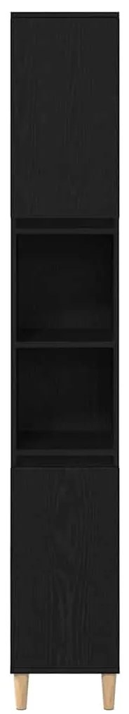 vidaXL Ντουλάπι Μπάνιου Μαύρη Οξυά 30 x 30 x 190 εκ Επεξεργασμένο ξύλο