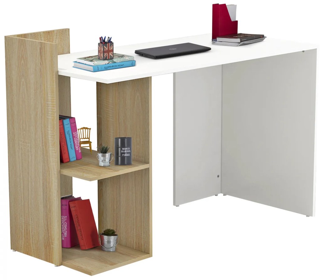 ΓΡΑΦΕΙΟ ΜΕΛΑΜΙΝΗΣ ΜΕ ΡΑΦΙΑ SYNDYA HM8994.02 SONAMA ΛΕΥΚΟ 112x55x85Y εκ.