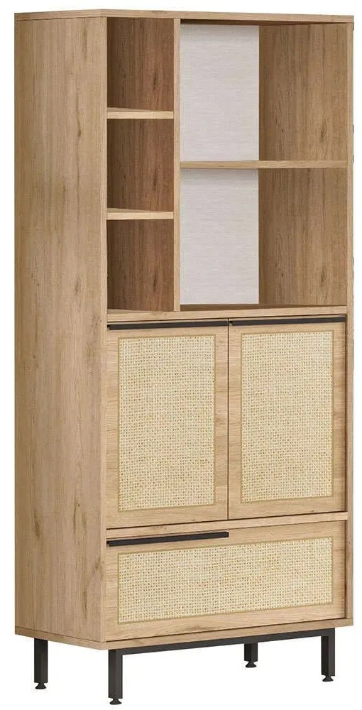 Στήλη Μπάνιου 956LCS3470 74,8x35,5x161,6cm Walnut-Oak Μοριοσανίδα, Μέταλλο