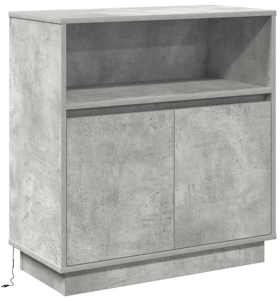 vidaXL Πλευρικό Τραπέζι LED Γκρι σκυροδέματος 71 x 34,5 x 75 εκ.