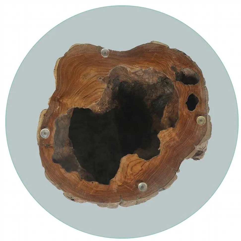 vidaXL Τραπεζάκι Σαλονιού 50 x 40 εκ. από Ξύλο Teak / Γυαλί
