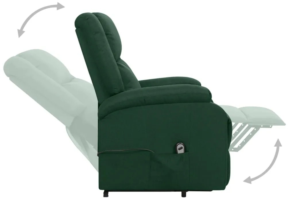 vidaXL Πολυθρόνα με Ανύψωση Σκούρο Πράσινη Υφασμάτινη