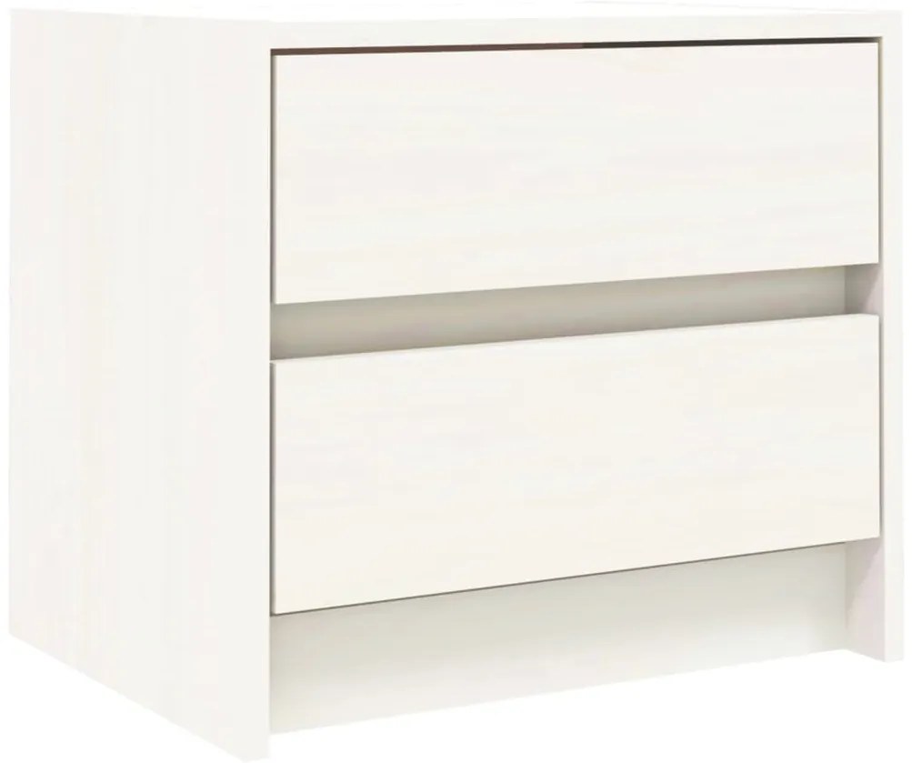 vidaXL Κομοδίνα 2 τεμ. Λευκά 40 x 31 x 35,5 εκ. από Μασίφ Ξύλο Πεύκου