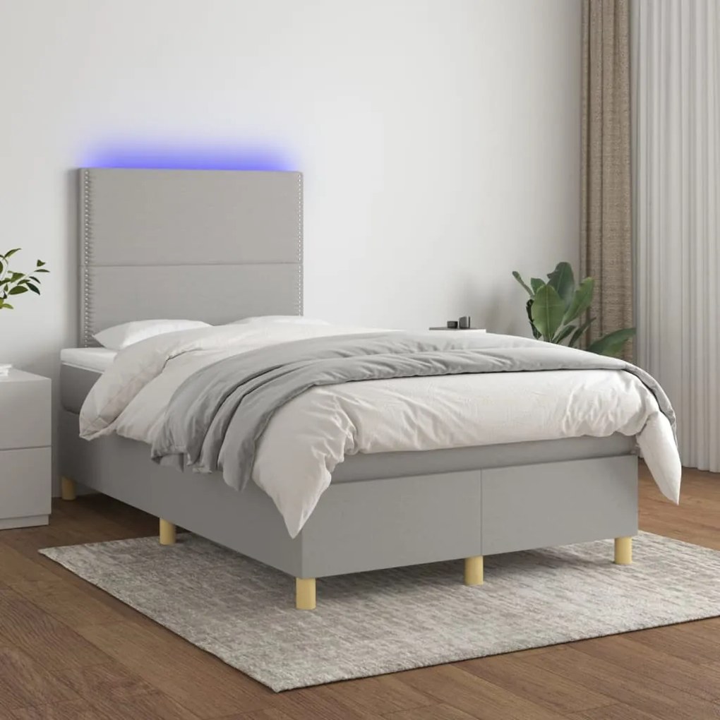 ΚΡΕΒΑΤΙ BOXSPRING ΜΕ ΣΤΡΩΜΑ &amp; LED ΑΝ.ΓΚΡΙ 120X190ΕΚ. ΥΦΑΣΜΑΤΙΝΟ 3270239