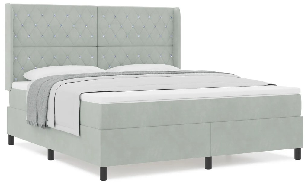 vidaXL Κρεβάτι με Στρώμα Light Grey 180x200 cm Βελούδο