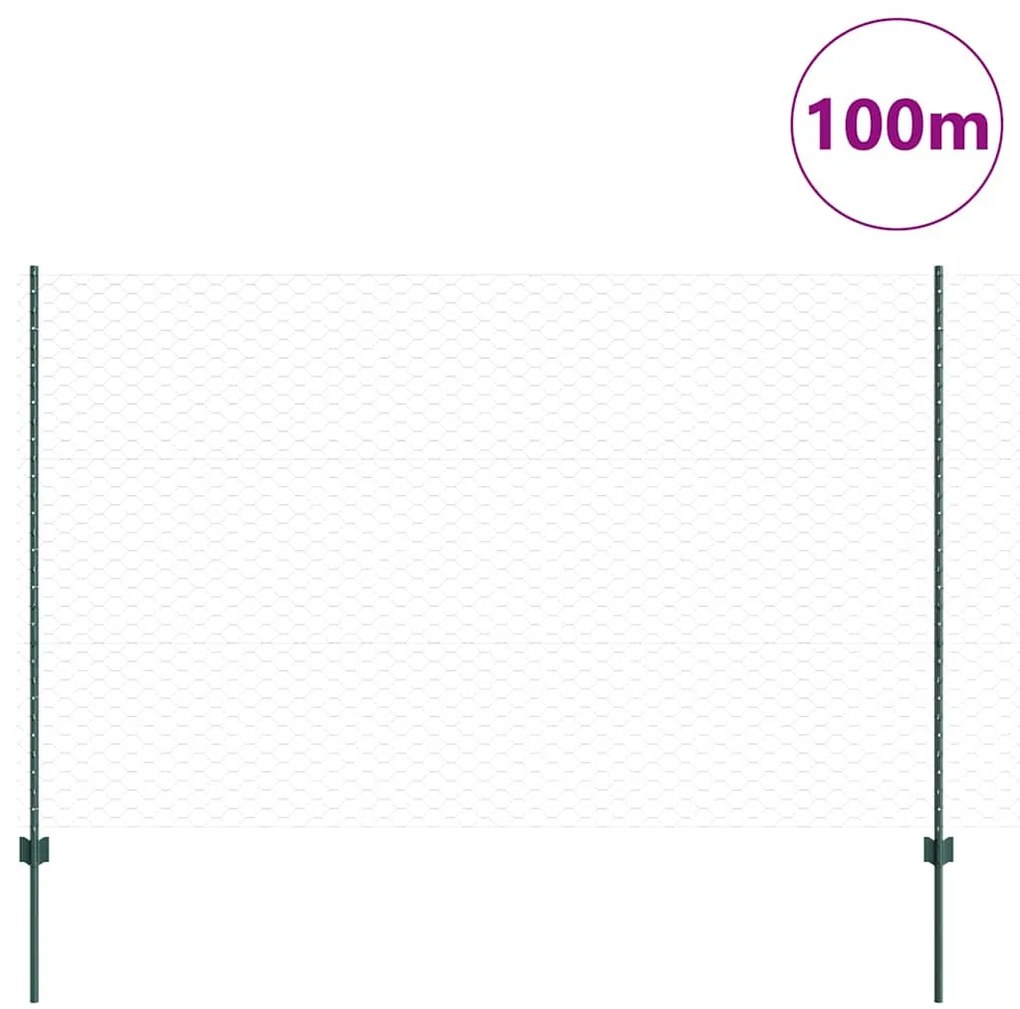 vidaXL Φράχτης με Στήλες. Πράσινο 1.6 x 100 m Ατσάλι
