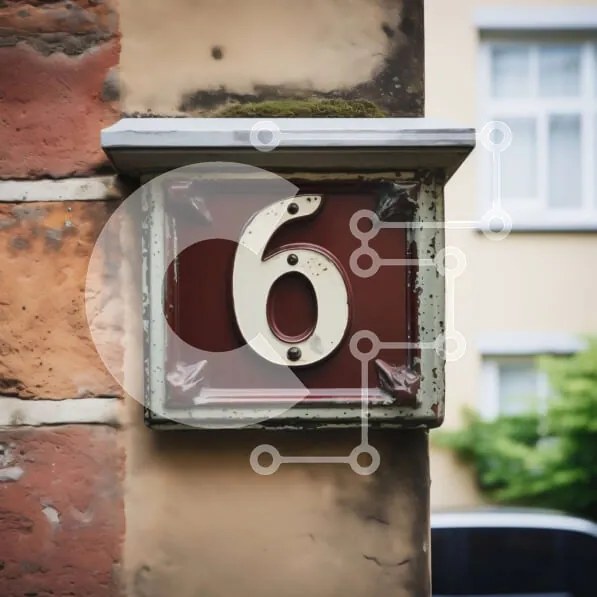 Intra Συλλεκτικό Ξύλινο Παζλ Plywood 4mm - Vintage ρουστίκ αριθμός 6 σε ξεπερασμένο τοίχο από τούβλα Σε Ξύλινο Κουτί - Διαστάσεις: 10x10 cm – 25 κομμάτια