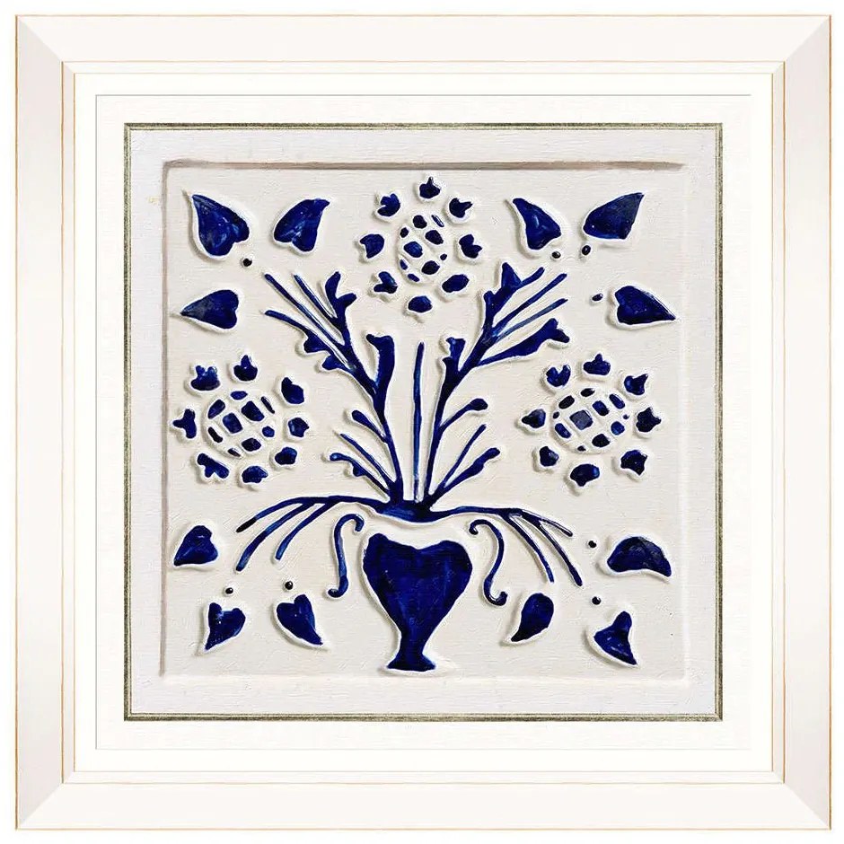 Κάδρο Folk Tiles V FA13252 50x50cm Blue MindTheGap Τετράγωνοι Wood