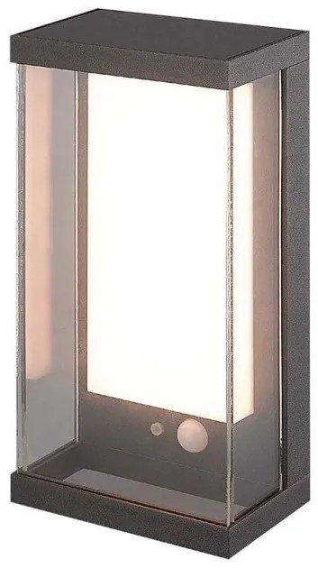 Ηλιακό Επιτοίχιο Φωτιστικό Κήπου LED 1W 95lm IP54 με Αισθητήρα Κίνησης PIR Θερμό Λευκό Σκούρο Γκρι 23033 VTAC-23033-Γκρι 23033