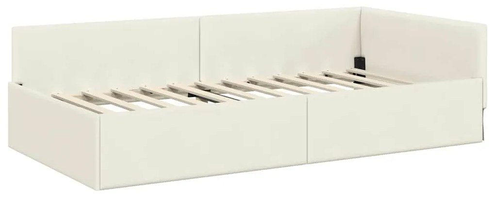 vidaXL Κρεβάτι Γωνίας Κρεμ 80 x 200 cm Βελούδο και Εργοστασιακό ξύλο