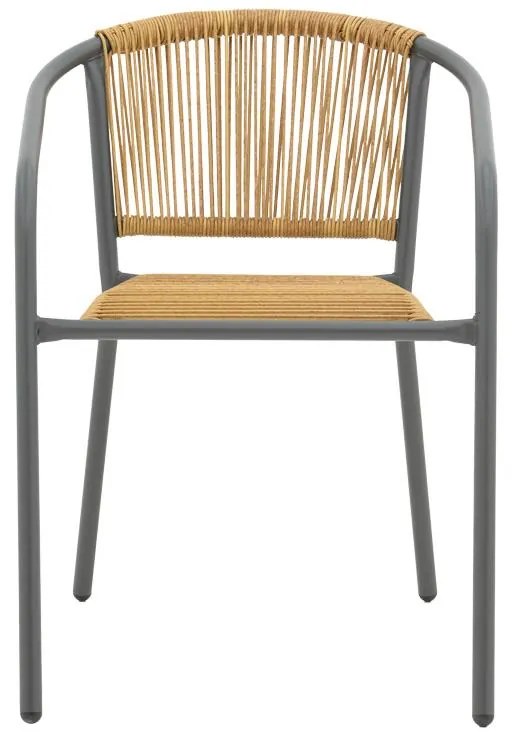 Καρέκλα - Καρέκλα Lindaria στοιβαζόμενη μέταλλο σε ανθρακί και pe rattan Φυσικό 54x63x74 εκ. 54x63x74 εκ.