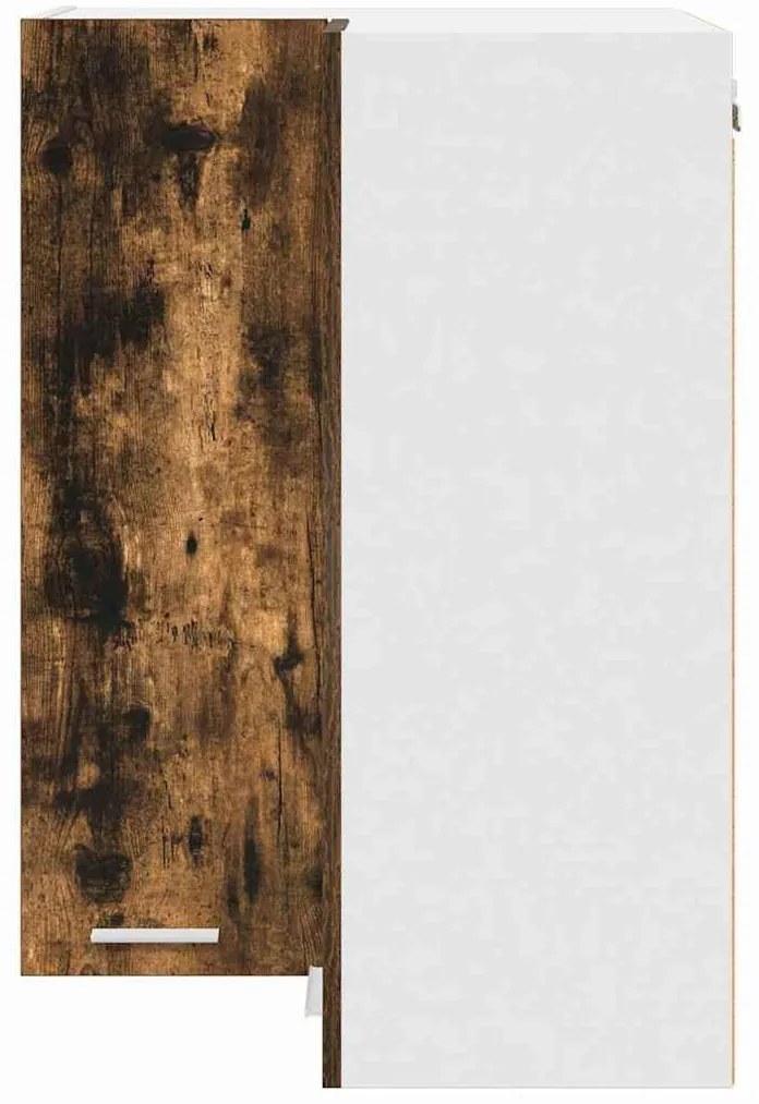 vidaXL Κρεμαστό ντουλάπι Καπνιστός Δρυς και Λευκό 57 x 57 x 80 εκ.