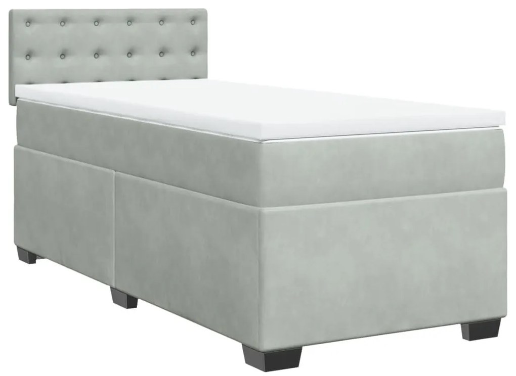 vidaXL Κρεβάτι Boxspring με Στρώμα Ανοιχτό Γκρι 80x200 εκ. Βελούδινο
