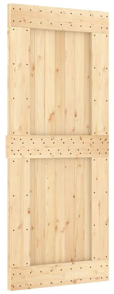 vidaXL Συρόμενη Μεσόπορτα με Μηχανισμό 85 x 210 εκ. Μασίφ Ξύλο Πεύκου