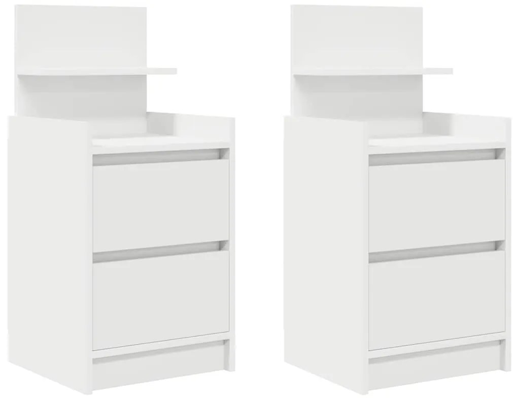 vidaXL Κομοδίνα με 2 συρτάρια 2 τεμάχια Λευκό 38x34x80 εκ.
